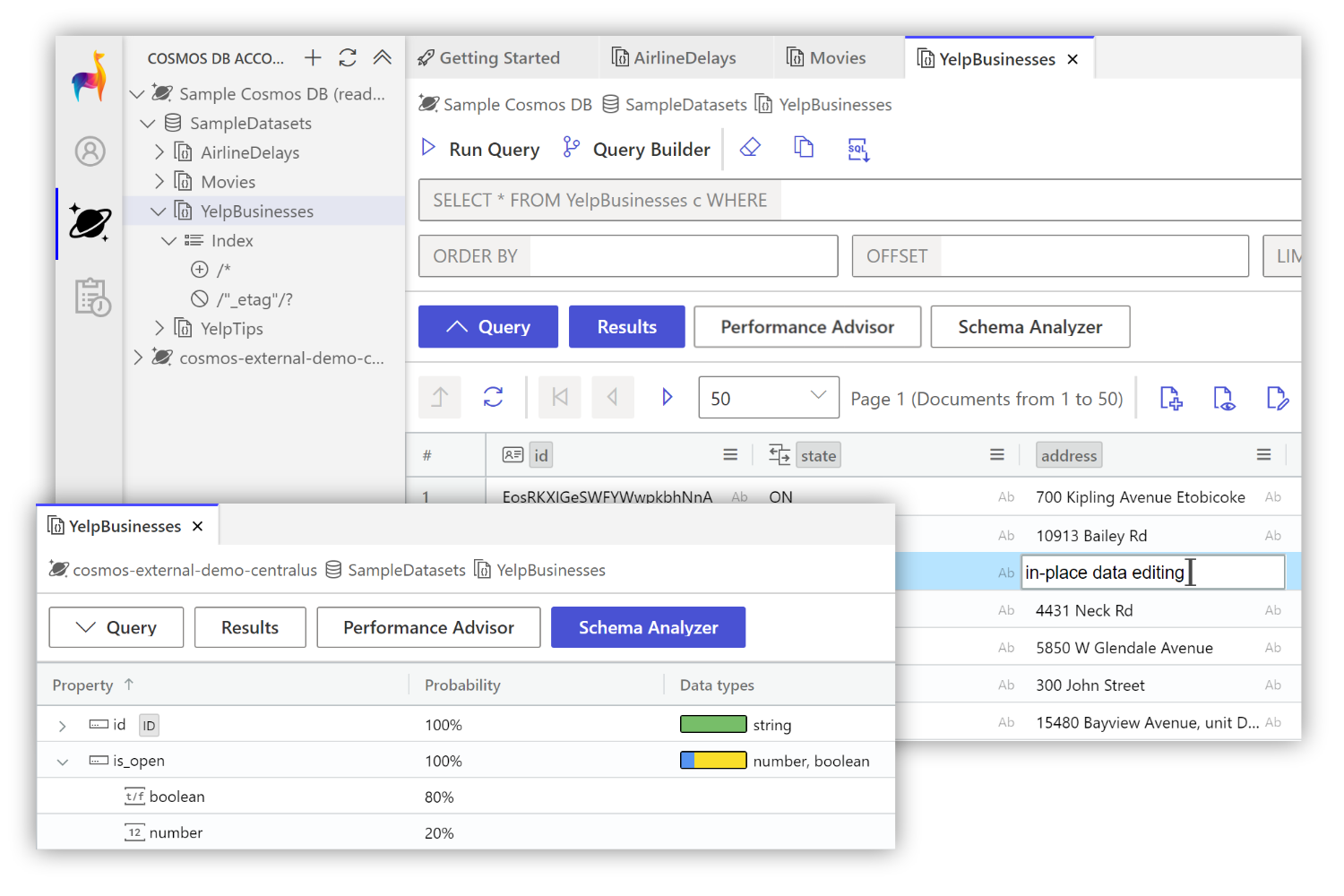 Professional Data Studio for Cosmos DB